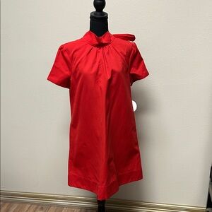 STAUD Red Tie-Neck Mini Dress